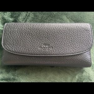Coach Textured Black Leather Envelope Wallet